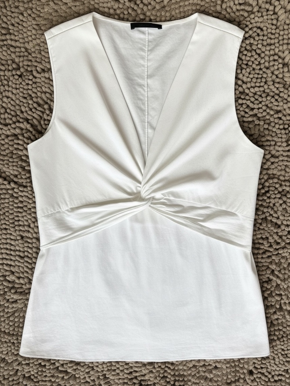 The Row White Twist-Front Sleeveless Top | Deep V | Size 6 (US S/M) - Picture 7 of 10